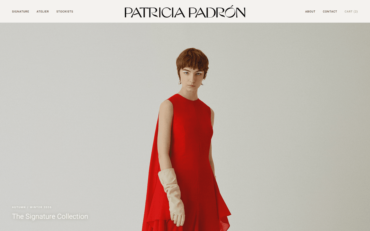Patricia Padron full-bleed editorial homepage hero