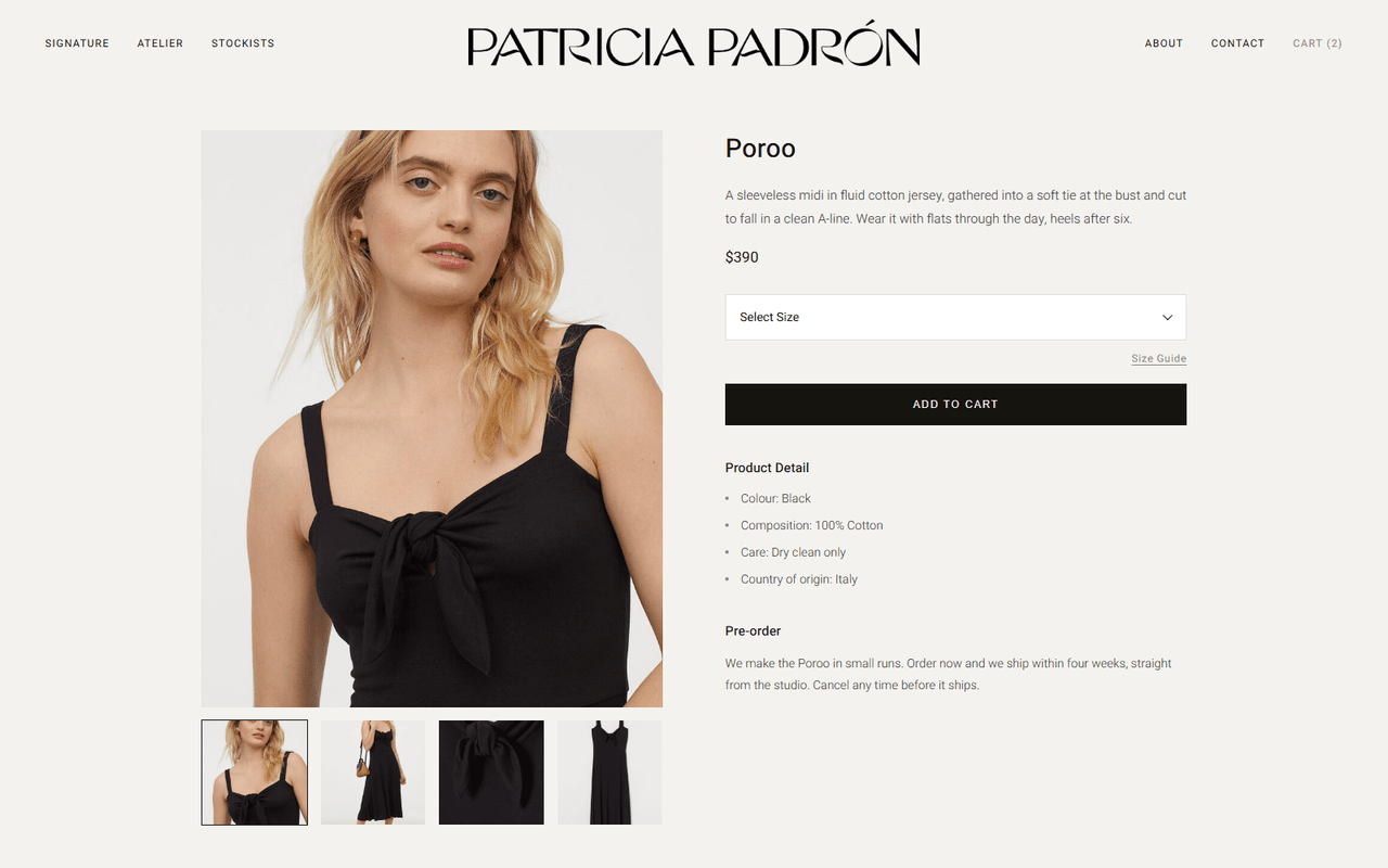 Patricia Padron single product detail page