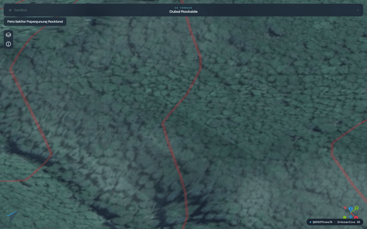 Dubai Rockside terrain viewed from a different orbit angle
