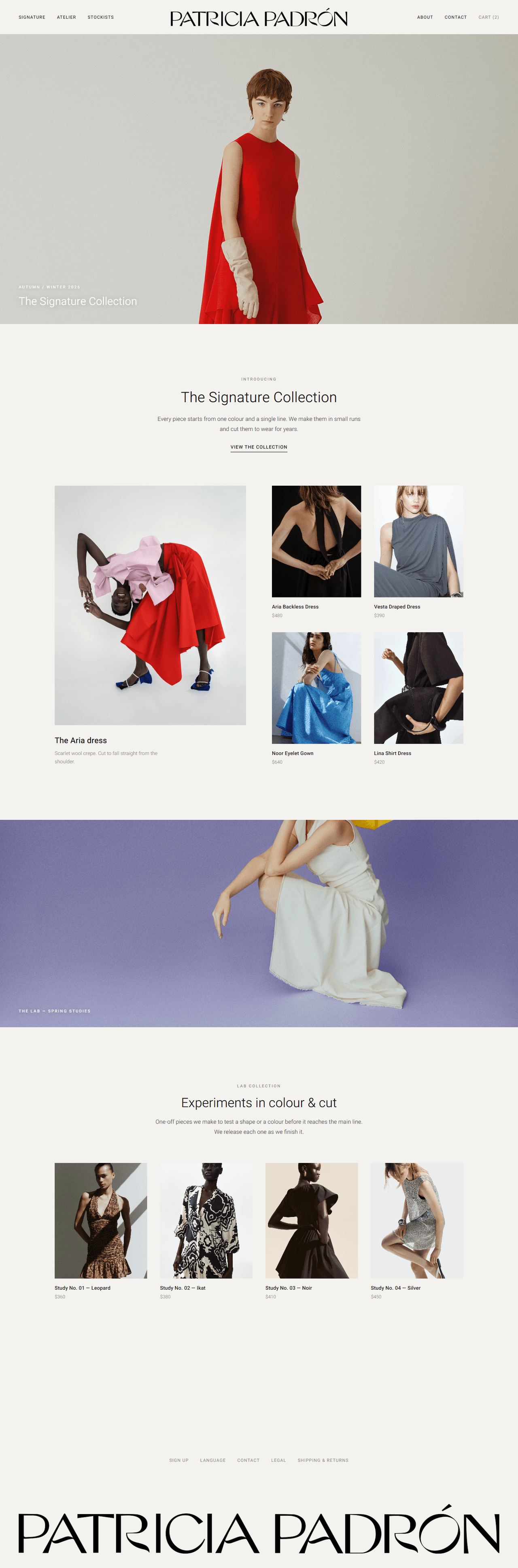 Full scroll of the Patricia Padron editorial homepage